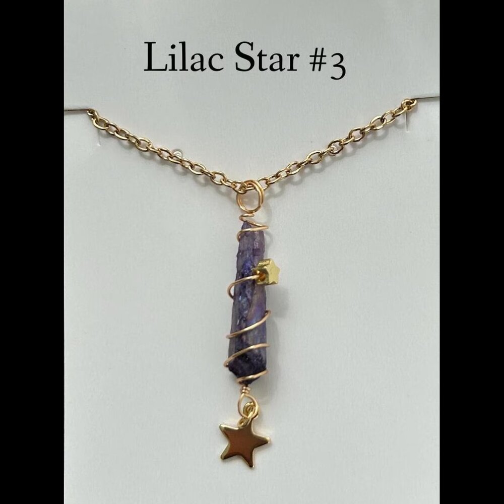 LILAC Aura Quartz Necklace - Wire Wrapped Crystal Necklace Healing Metaphysical